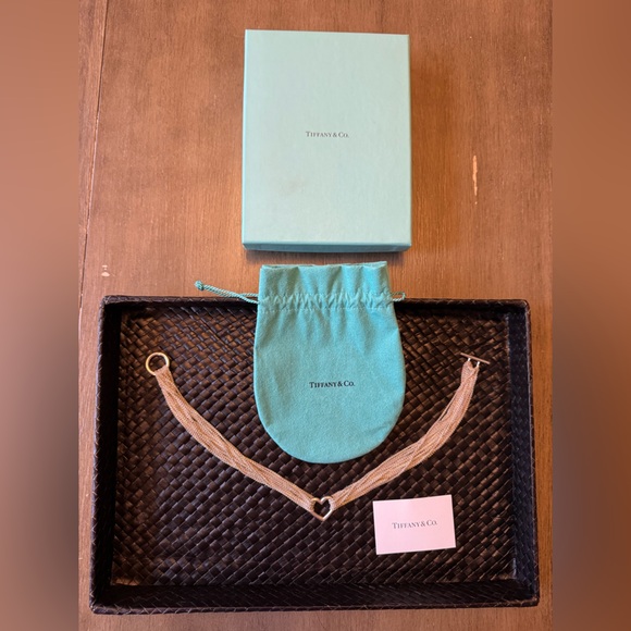 Tiffany & Co. Sterling Silver Mesh Heart Toggle Necklace 🩵 - Picture 3 of 7